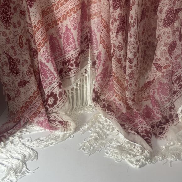 Swim Suit Cover Up Scarf Wrap Woman 1 Size Multicolored Shawl Tassels Bohemian - Picture 4 of 11